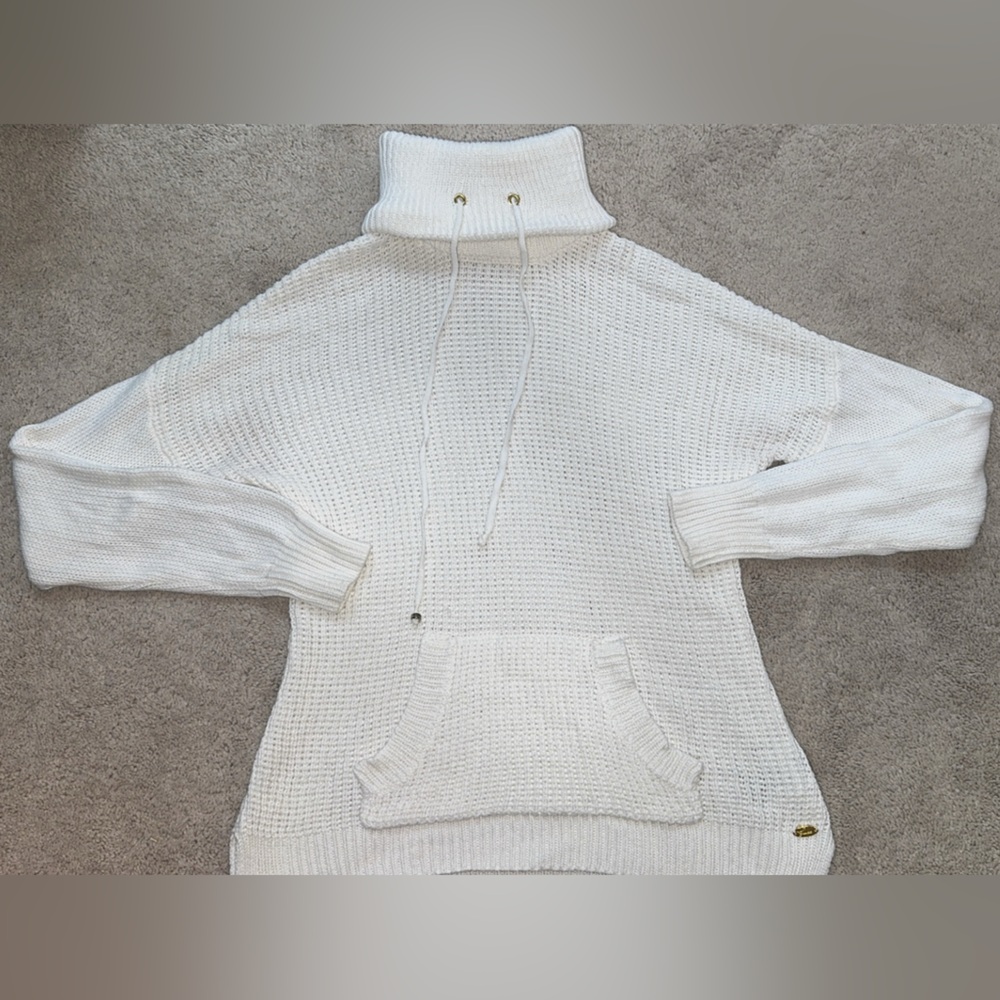 Guess White Cowl Neck Sweater with Textured Knit